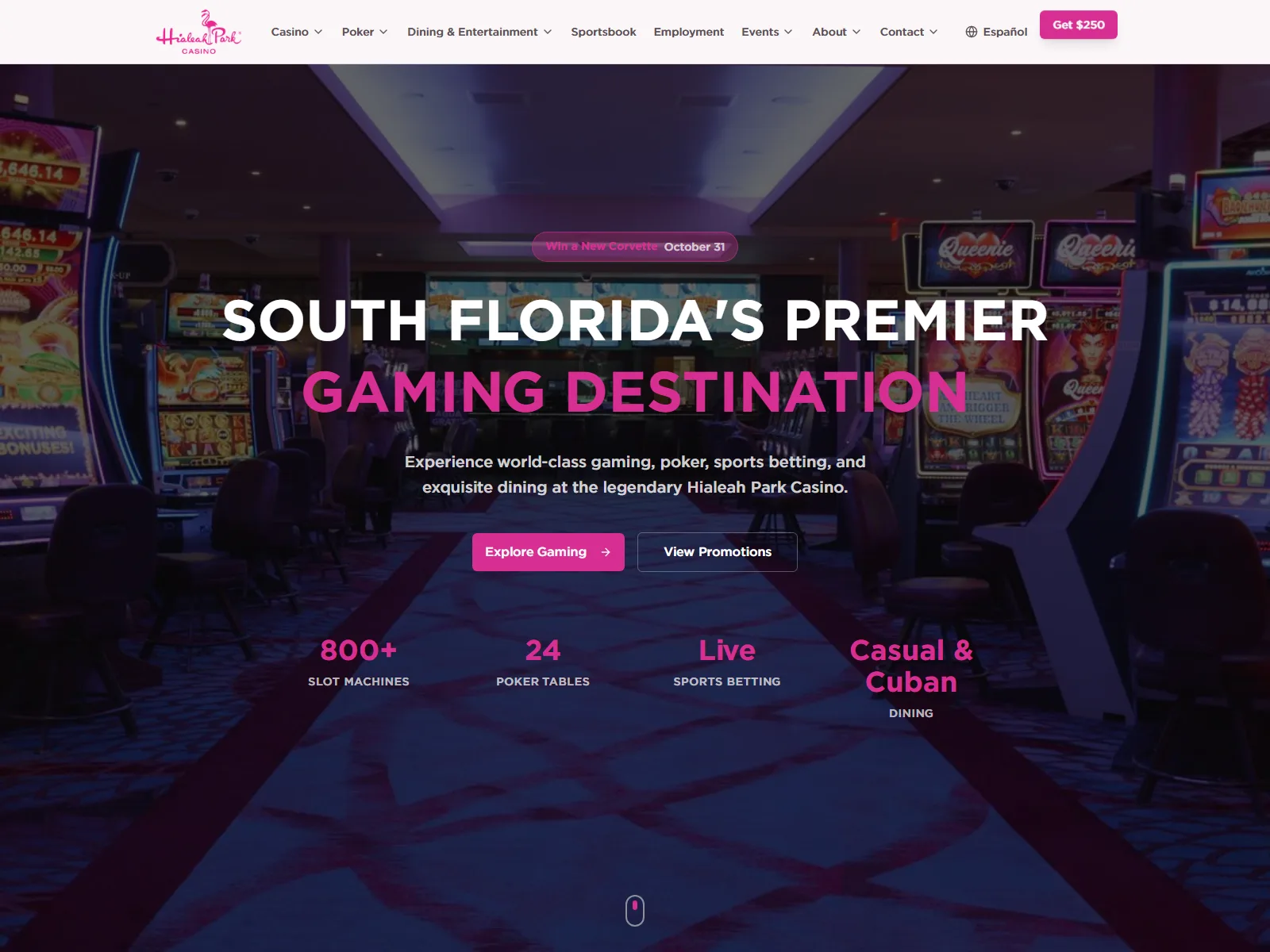 Hialeah Park Casino homepage